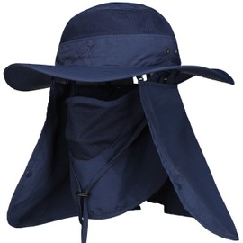 DDYOUTDOOR Verano al aire libre Protección solar de la Pesca Cap Cuello Cara Solapa Sombrero, Azul oscuro, Talla única