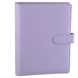 Antner A5 PU Leather Binder 6-Ring Notebook Binder Cover for A5 Filler Paper, Refillable Personal Planner Budget with Magnetic Buckle Closure, Purple