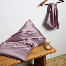 THXSILK 22 Momme Silk Cushion Cover, Mulberry Silk Pillowcases, Hypoallergenic with Zip Silk Pillowcase, Pure Silk on Both Sides, Light Purple, 50 x 75 cm