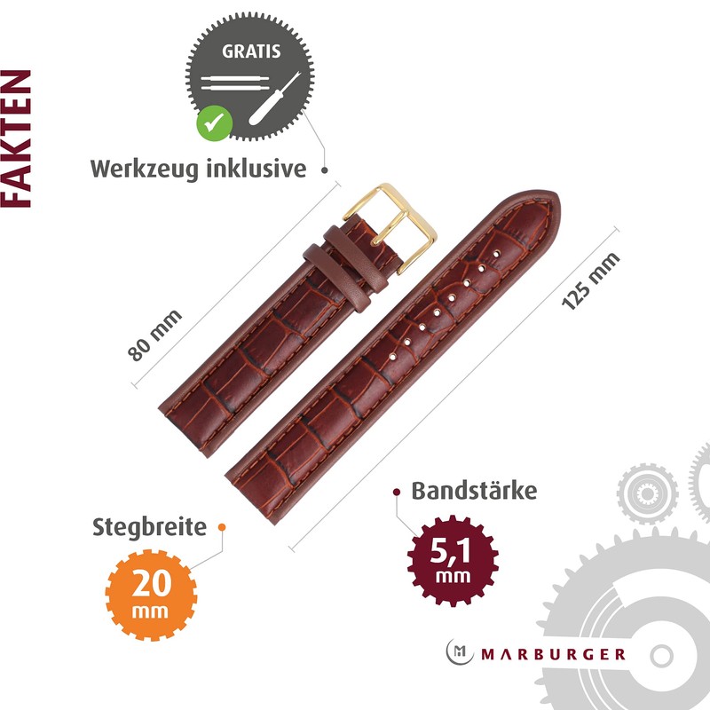 MARBURGER Watch Strap 20 mm Leather Alligator Embossing Tool Assembly