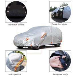 Kayme Car Covers for Automobiles Waterproof All Weather Sun Uv Rain Protection with Zipper Mirror Pocket Fit SUV Jeep (191 to 200 Inch) YXL