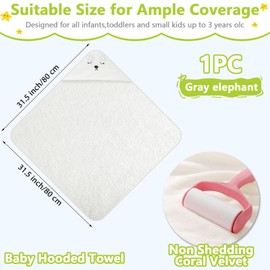 YTPAFK Hooded Baby Towel, Baby Towels Newborn, Ultra Soft Absorbent Hooded Baby Towel, Unique Animal Design Baby Towel with Hood, Baby Towels 6-12 Months for Boy Girl (White)