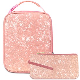 Ebibag Pink Lunch Box for Women with Reusable Snack Bag Cute Small Insulated Lunch Bag for Work Lonchera Para Mujer