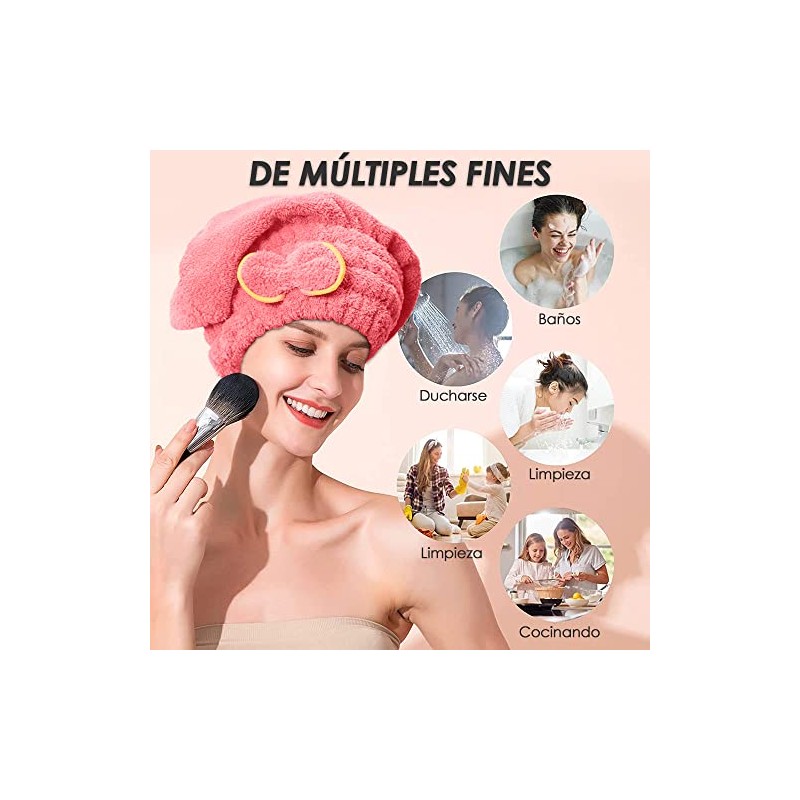 AUTOWT Toallas para Secar el Cabello, 3 Pcs Turbante Microfibra