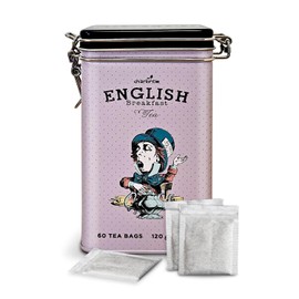 Charbrew Tea Tin English Breakfast Mad Hatter, Alice in Wonderland 60 Teabags
