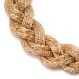 COOLSTEELANDBEYOND Gold Statement Necklace Pendant Braided Hollow Cable Large Bib Collar Choker New Prom, Metal, Non-applicable