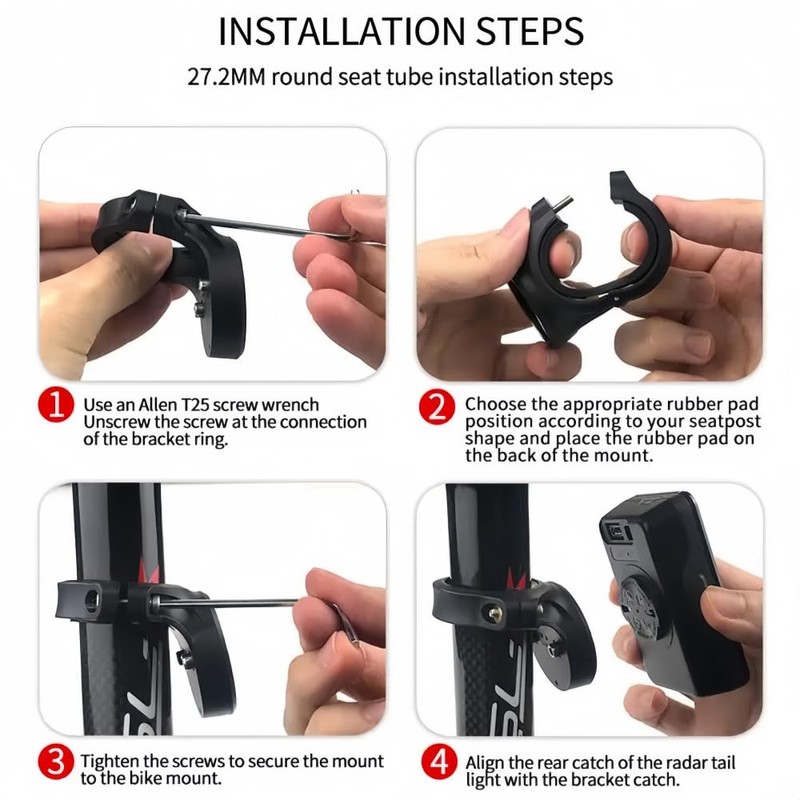 BYHLYH Bicycle Seatpost Mount for Garmin Varia RTL510 RTL515 Radar