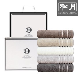 Songwol Towel Songwol Pillar Line heavy hotel towel 5 piece gift set, light gray / 송월타올 송월 필라라인 고중량 호텔수건 5매 선물세트, 연회색