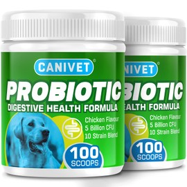 CANIVET Probiotics for Dogs. Canine Dietary Supplement - Aids Digestive Health, 200g Powder Dog Probiotic. 5 Billion CFU** with 10 Strains of Good Bacteria for your Dog's Digestive Health.