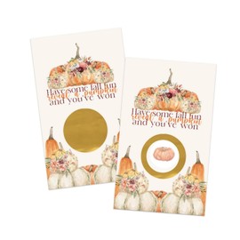 Rustic Pumpkin Scratch Off Cards, Thanksgiving Party Games for Adults, Fall Showers, Raffle Tickets, Friendsgiving Favors, 30 Pack