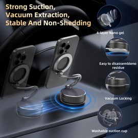 LEARNIBEE Car Phone Holder for Magsafe, Magnetic Phone Holder for Car, Phone Holders for Your Car, Ultra Long Metal arm & 360° Adjustable Car Phone Mount for All Smartphones