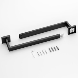 HITSLAM Bath Towel Bar, 24 Inch Towel Rack for Bathroom Wall Mounted, SUS304 Stainless Steel Towel Holder with Hardware Accessories, Matte Black