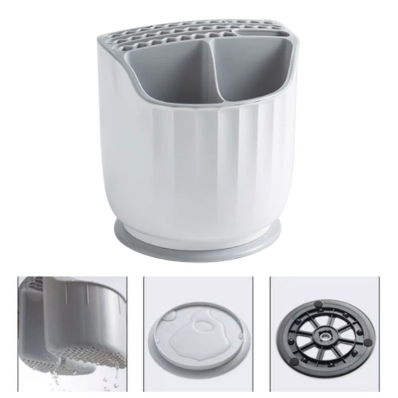 Rotating Utensil Holder Multiple Compartments Plastic Kitchen Counter Knife Chopstick