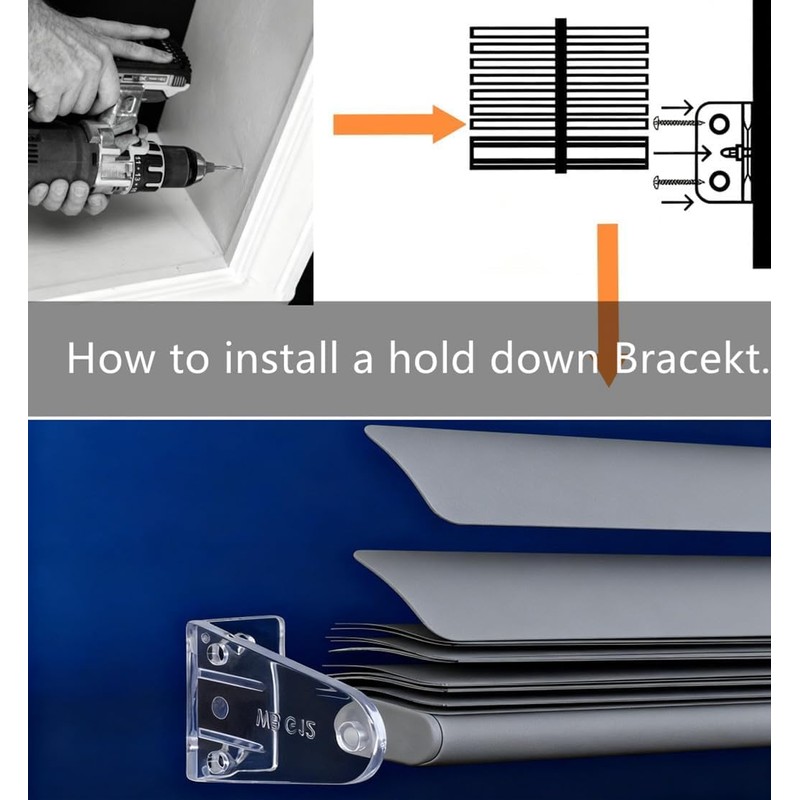 Blinds Hold Down Brackets 4 Pack, Clear Plastic Bottom Rail