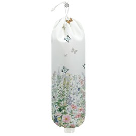 Wildflowers Butterfly Plastic Bag Holder, Wall Mount Grocery Bag Holder, Plastic Storage bag, Pull Rope Free Adjustment, Plastic Bag Holders for Grocery Bags, Plastic Bag Dispenser for Home Kitchen