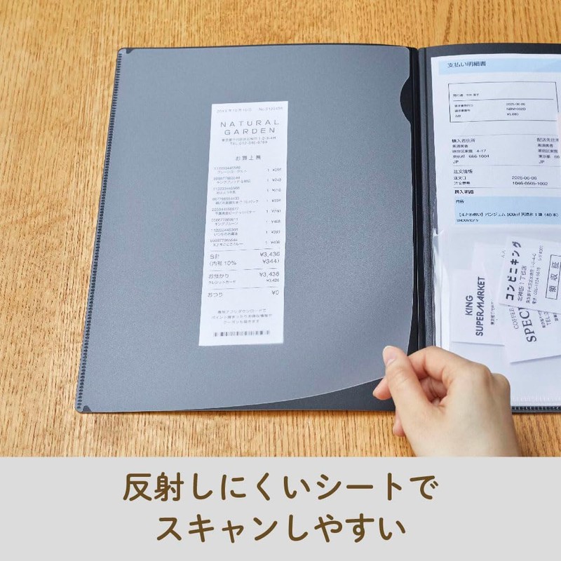 King Jim File Receipt/Receipt Scan Holder A4 Bifold Black 790-BK