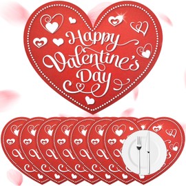 Resurhang 100 Pack Disposable Valentine's Day Paper Place Mats 11 x 13 Inch Valentine Red Heart Shaped Place Mat Disposable Heart Paper Placemats for Valentine's Day Home Wedding Holiday Table Setting