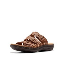 Clarks Women's Laurieann Ruby Flat Sandal, Tan Leather, 8.5