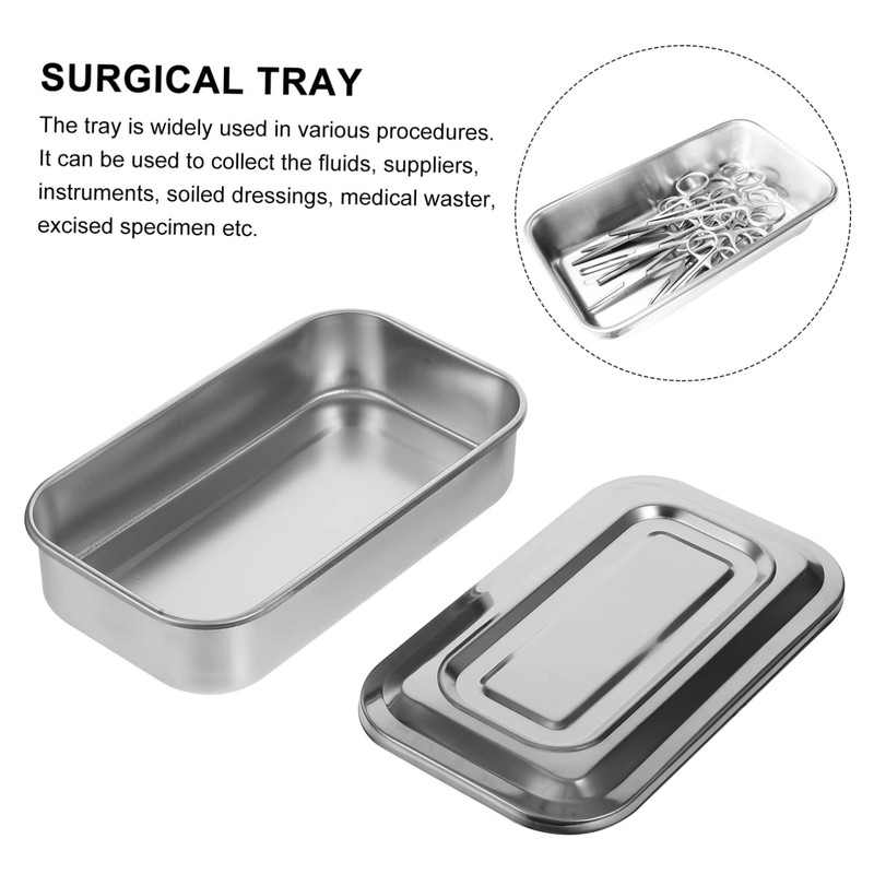 JECOMPRIS Stainless Steel Tray with Lid Medical Instrument Tray