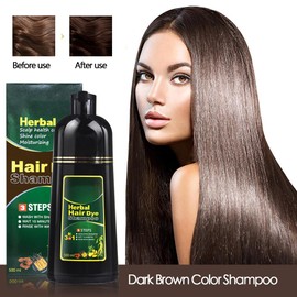 Natürliches Kräutershampoo zum Färben der Haare in 10 Minuten, Färbeshampoo für schwarzes Haar, mehrfarbiges Haarfärbemittel für Männer und Frauen (Dark Brown)