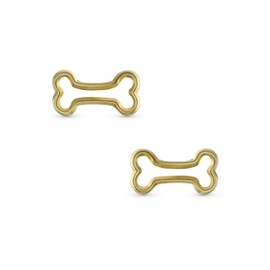 Tiny Mini BFF Animal Lover Pet Dog Bone Stud Earrings Cartilage Ear Lobe For Women Teen Real 10K Yellow Gold Screw back