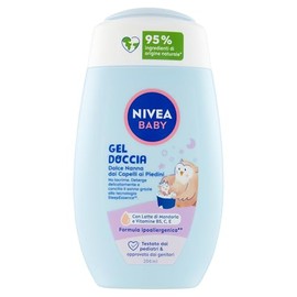 NIVEA Baby Shower Gel Sweet Nanna with Feet, 200 ml, Baby Bath for Body and Hair, Baby Bath with Tear Protection, Baby Shampoo for Sleep