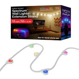 Enbrighten Vibe Spectrum Smart Indoor String Downlights Color Changing LED Wall Lights, Compatible with Alexa & Google Home, Music Sync, 12ft with 12 Lights, White 83859 Extension for 83852