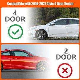 Weatherstrip Window Molding Trim Seal Compatible with 2016-2021 Civic 4 Door Sedan Replaces 72450-TEA-T01 72410-TEA-T01 72910-TEA-T01 72950-TEA-T01