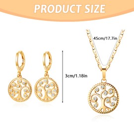 FDEETY 2 Piece Women's Jewellery Set Zircon Earrings and Necklace Jewellery Set with Delicate and Sparkling Design for Weddings and Dinners, Copper, No Gemstone
