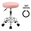 KKTONER PU Leather Round Rolling Stool with Foot Rest Swivel