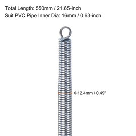 HARFINGTON 2pcs PVC Spring Tube Bender 12.4mm OD 550mm Long Zinc Plated PVC Conduit Bender PVC Pipe Bender Pipe Bending Spring for PVC Pipe Bending Devices in Home Hydropower, Silver Tone