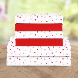 Elegant Comfort Softest and Coziest 6-Piece Sheet Set - 1500 Premium Hotel Quality Microfiber - Deep Pocket, Wrinkle Resistant 6-Piece Heart Pattern Bed Sheet Set, California King, Valentina