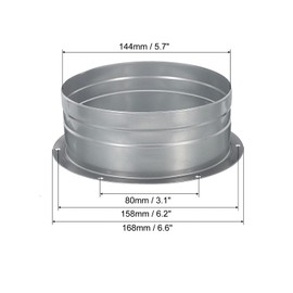 PATIKIL 6 Inch Duct Connector Flange, Metal Straight Pipe Exhaust Hose Flange for Heating Cooling Ventilation HVAC System