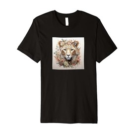 Leopard With Succulents Around Boho Style Graphic Premium T-Shirt