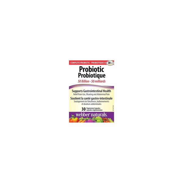 Webber Naturals Probiotic 50 Billion Active Cells, 10 Probiotic Strains, 30 Capsules, For Digestive Health, Vegetarian