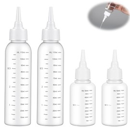 guduling Pack of 4 Squeeze Bottles for Hair Oil, Applicator Bottle Hair, 110 ml & 50 ml Applicator Bottles with Scale, Hair Oil Applicator for Colouring the Scalp and Hairline