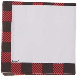 Unique Plaid Lumberjack Beverage Napkins - 5' x 5', 16 Pcs
