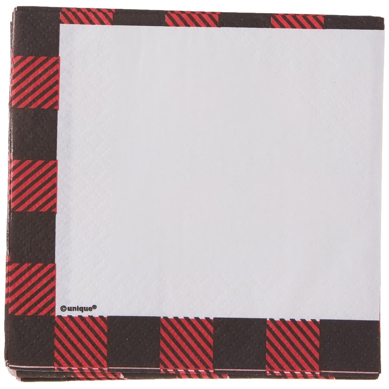 Unique Plaid Lumberjack Beverage Napkins - 5' x 5', 16