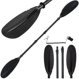 Greeily Kayak Paddle, Telescoping Canoe Paddle Boat Oars Fishing Adults with Kayak Paddles Leash Steel Material Adjustable Sturdy Black(94inch)