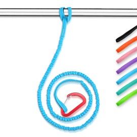 OCEANBROAD Kayak Paddle Leash with D-Ring Stretchable Bungee Strap Lanyard Rope for SUP Kayaking Boating Canoeing Fishing Pole Rod 5-7 Feet Blue 1 Pack