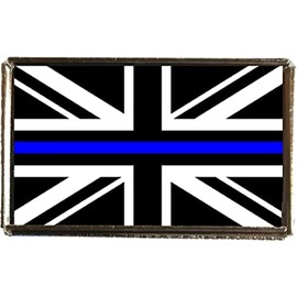 Thin Blue Line Military Silver Colour Badge With A Velveteen Bag