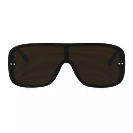 SA106 Mens Robotic Flat Top Minimal Shield Mob Sunglasses - Tortoise Brown