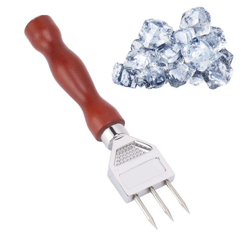 Three Prong Ice Axe, Wooden Handle, 304 Stainless Steel Ice