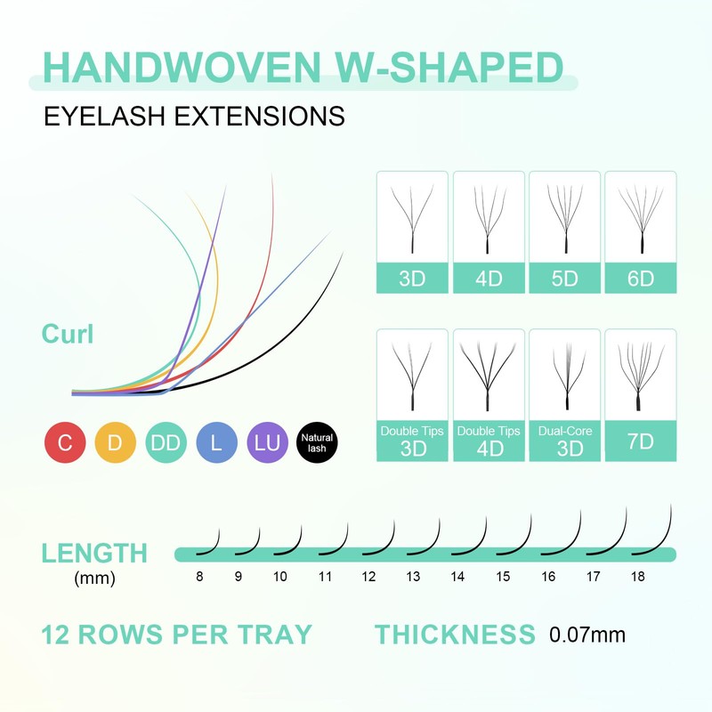 NAGARAKU 6D Lashes, W Shape Eyelash Extensions 0.07mm D Curl