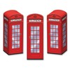 Beistle Phone Favor Boxes 3 Piece Three Dimension, British Party Decorations, 3" x 8.5", Red/Black/White