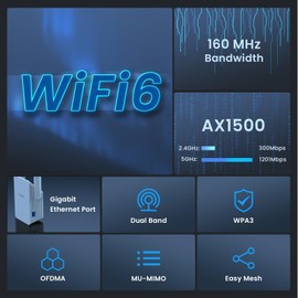 Tenda AX1500 Wi-Fi 6 Range Extender (A23), Covers Up to 1500 sq.ft, Dual Band WiFi 6 Repeater Up to 1500Mbps, Gigabit Port, Easy Setup, OFDMA & MU-MIMO, AP Mode & WPS, AU Version