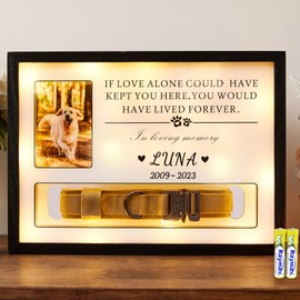 Pet Memorial Picture Frame Dog Collar Shadow Box 14"x11", Sympathy Remembrance Gift Keepsake for Loss of Dog or Cat, for Most Large Size Collars