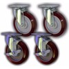 5" Swivel Plate Caster with Maroon Polyurethane Wheel 1200# (4