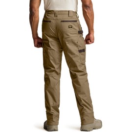 CQR Men's Quick Dry Work Pants, Water Resistant Outdoor Tactical Pants, Lightweight Stretch Cargo Hiking Pants, Dura Flex Pants Cougar, 34W x 34L