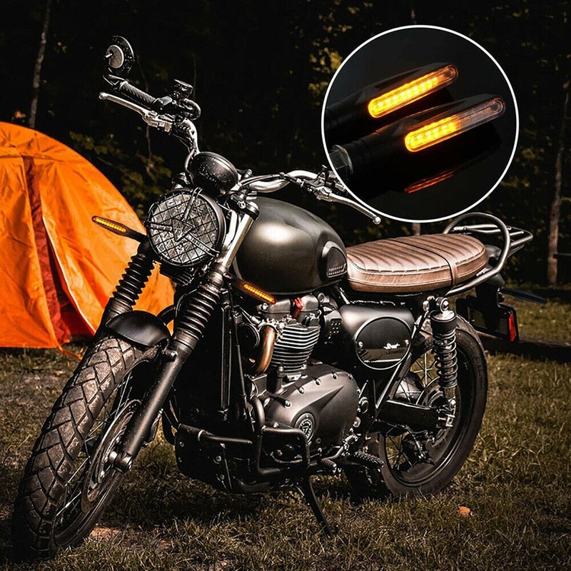 4PCS Motorcycle LED Turn Signal Flowing Water Light Amber Blinker